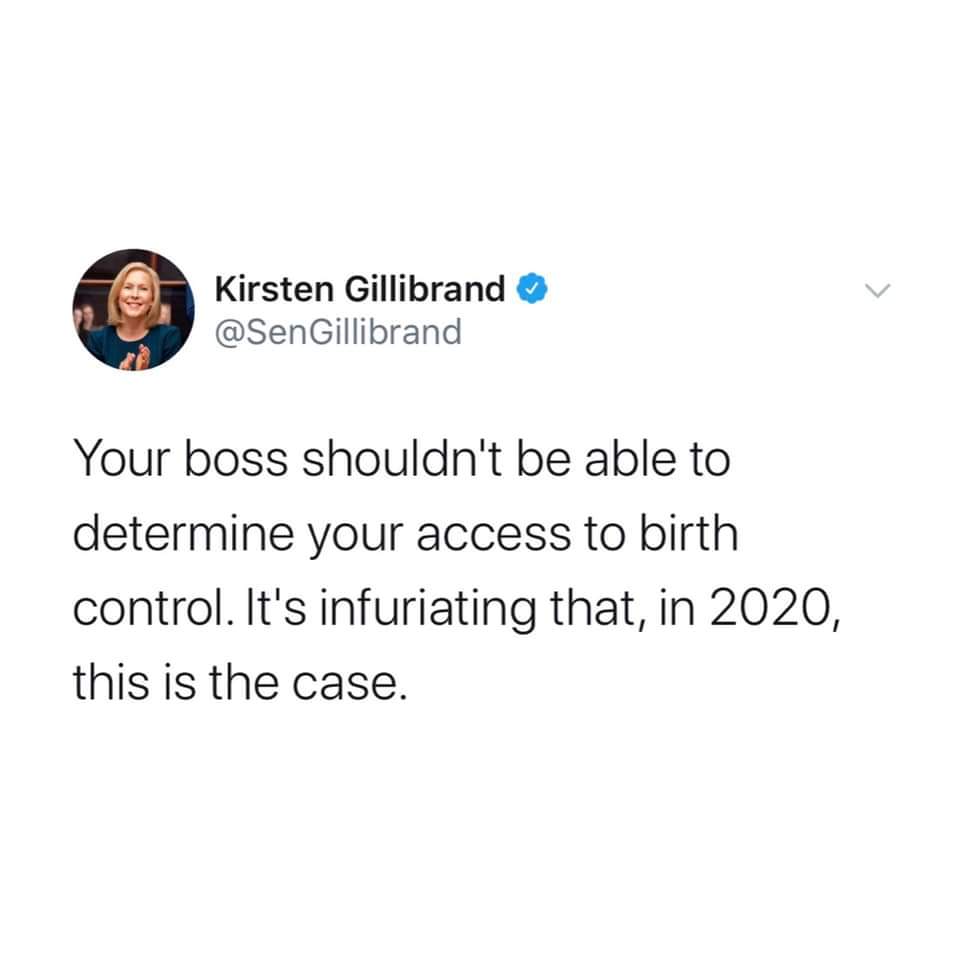 Kirsten Gillibrand retarded about birth control